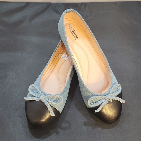 BRAND NEW FOREVER MEMORY FOAM DENIN BOWNOT WOMEN'S FLAT SHOE - Picture 11 of 14